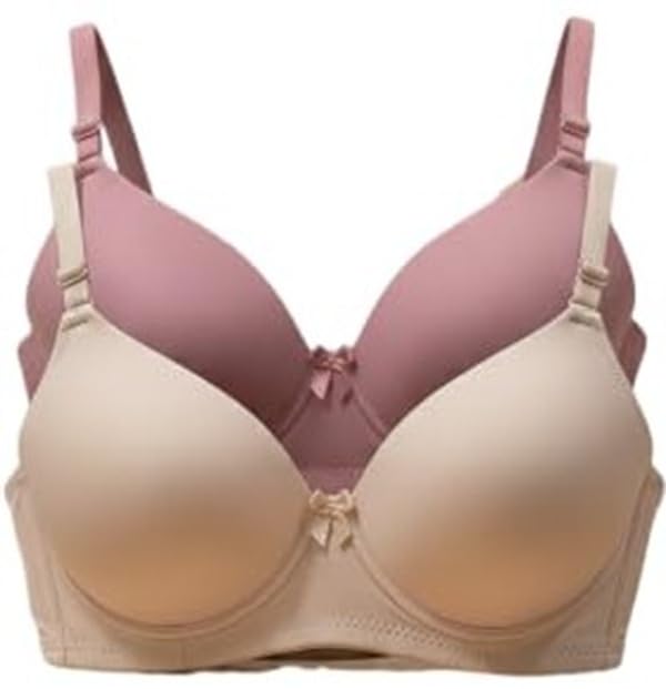Imsa Moda Women’s Nylon Lycra Lightly Padded Wirefree T-Shirt Bra Combo Pack of 2 – Full Coverage Everyday Comfort Bra for Women
